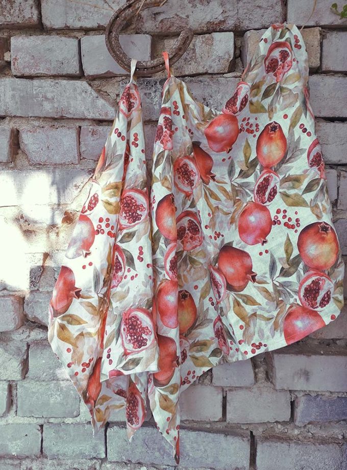 Komplet dwóch ściereczek z lnu - Granaty z Ogrodu