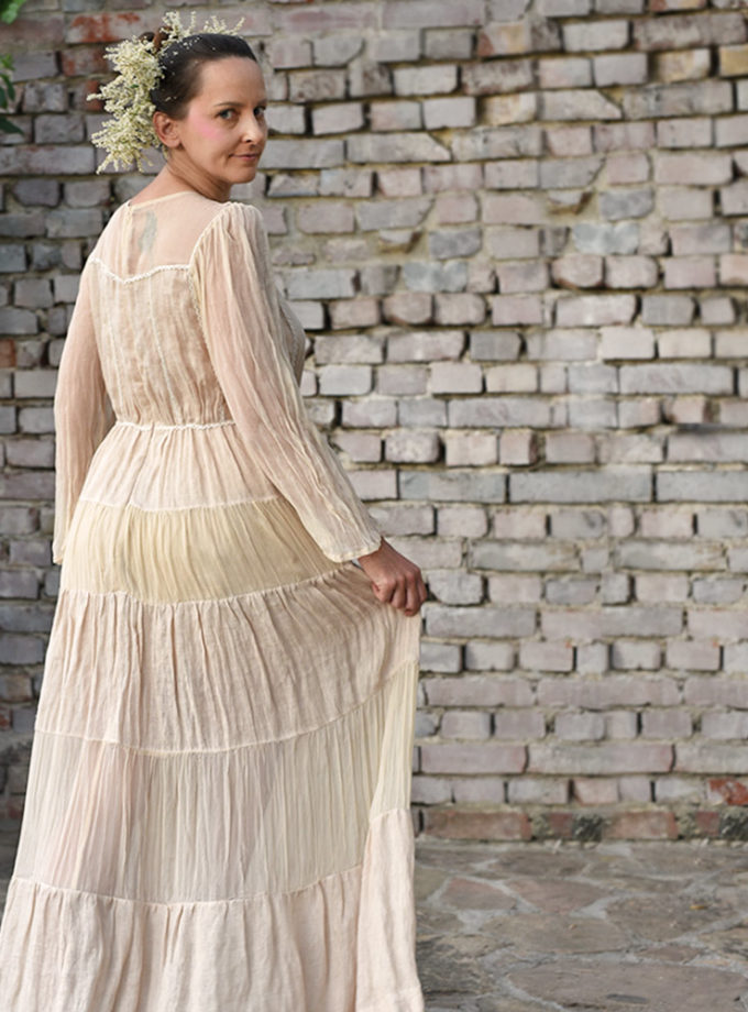 Lniana Jedwabna Suknia Ślubna - Szept Poranka