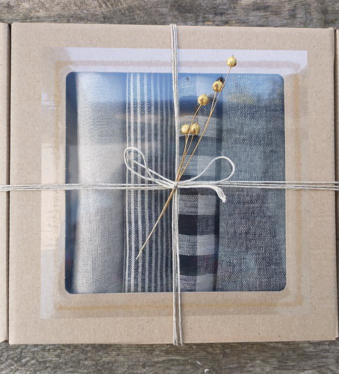 Zestaw czterech ściereczek z lnu - Wiatry z Pola