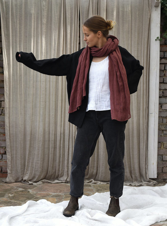 Lekki lniany szal - Wrzosowa Mgiełka