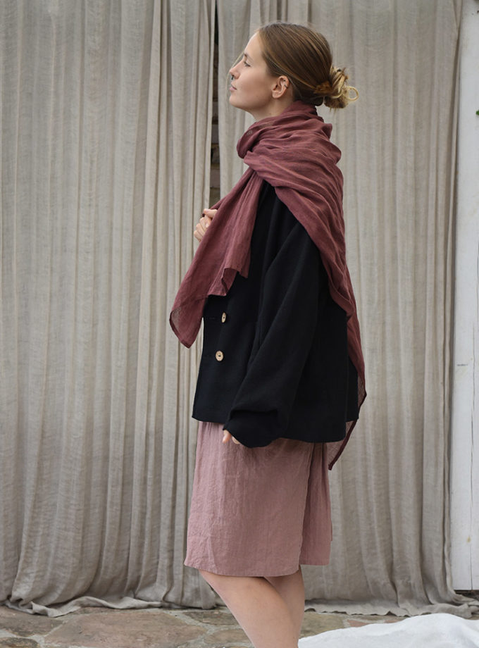 Lekki lniany szal - Wrzosowa Mgiełka