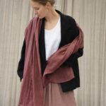 Lekki lniany szal - Wrzosowa Mgiełka