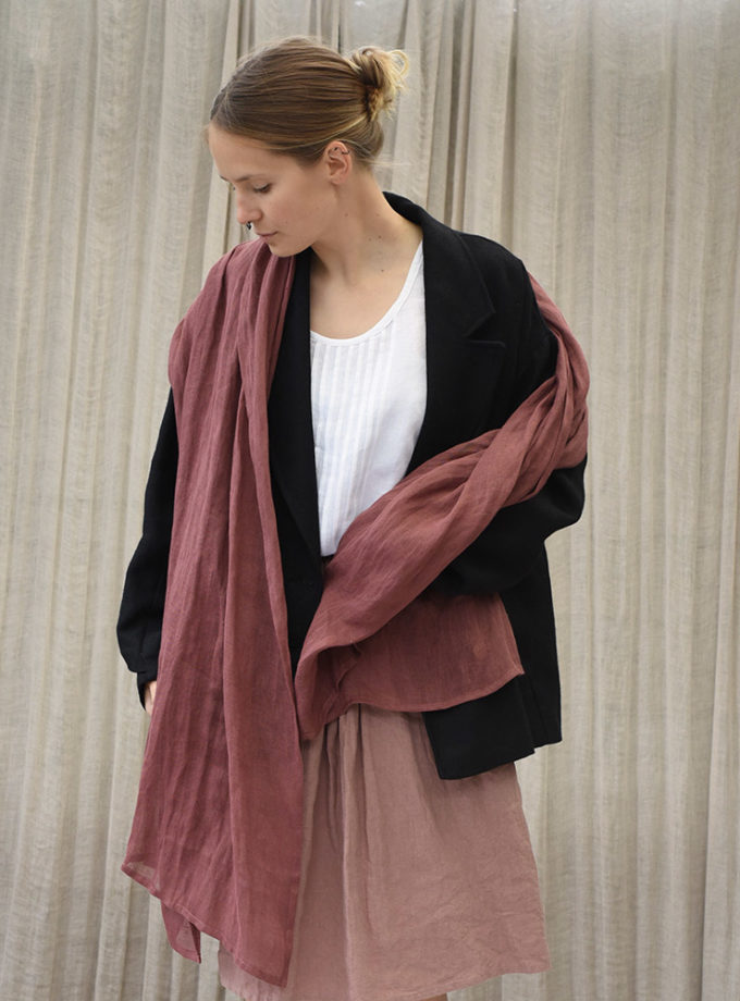 Lekki lniany szal - Wrzosowa Mgiełka