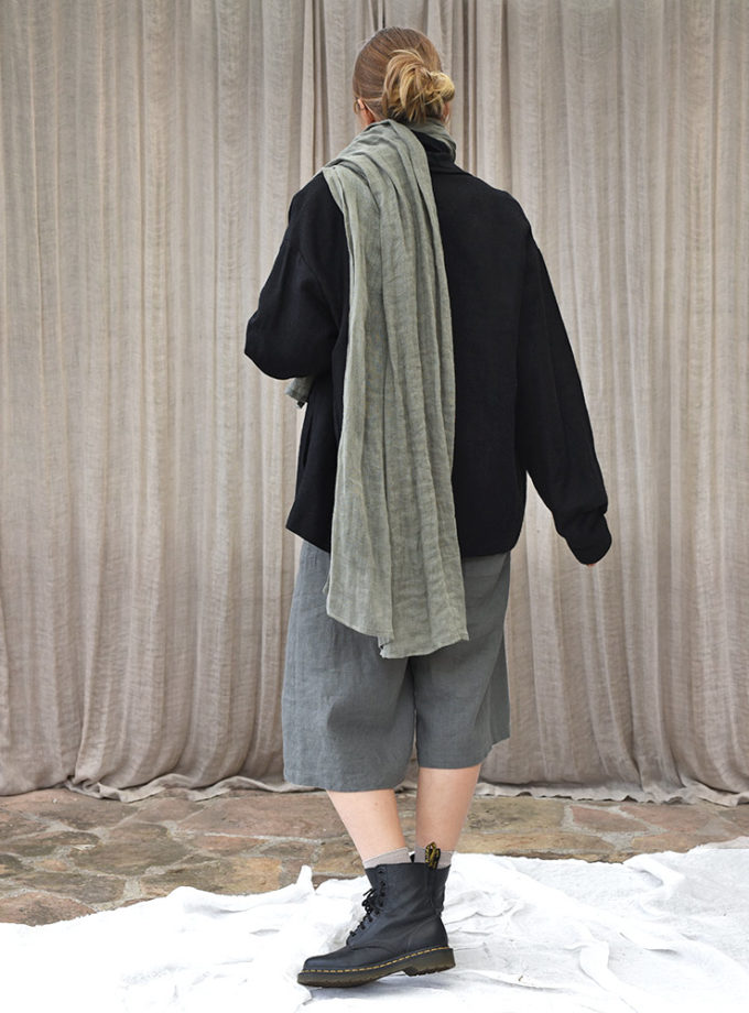 Lniany długi szalik z mgiełki lnianej - Zielona Łąka